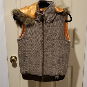 Faux hooded vest
